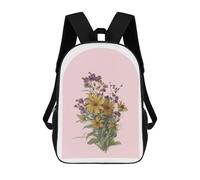 Vintage Wildflower Bouquet Pink Children's Backpack, 17 Inch 3D Printed School Backpack, Backpack Cartoon Adjustable School Bag for Primary School