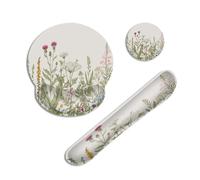 Vintage Wildflower Garden Ergonomic Keyboard and Mouse Wrist Rest Set,Plants Herb Flower Botanical Memory Foam Non-Slip Base for Comfortable Typing, Working, Gaming and Home Office Computer