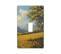 Vintage Wildflower Summer Meadow Light Switch Cover Decorative Single Toggle 1 Gang Wall Plate for Kitchen Farmhouse Bedroom Bathroom Art Decor