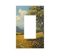 Vintage Wildflower Summer Meadow Light Switch Wall Plate Faceplate Cover Single Rocker 1 Gang Decorator Outlet Receptacle Covers for Home Kitchen Room Bathroom Decor