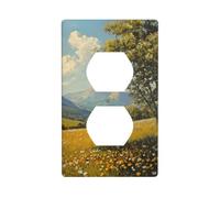 Vintage Wildflower Summer Meadow Outlet Cover Light Switch Cover Decorative 1 Gang Wall Plate for Kitchen Room Bathroom Size 7x11.4cm
