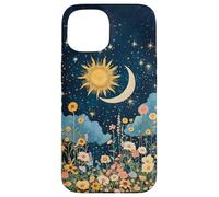 Vintage Wildflower Sun And Moon Cottagecore Dark Floral Case for iPhone 15