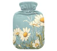 Vintage Wildflowers Daisy Spring hot-Water Bottle with Soft Cover, 1L Water Bottle Bag for Hot and Cold Therapies
