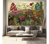 Vintage Wildflowers Tapestry Wall Hanging French Plants Print Tapestries Party Decor for Bedroom Dorm Room Decorative Wall Art, Sage Green 150x130 cm