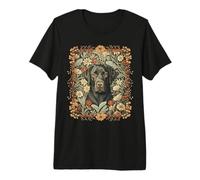 Vintage William Morris Black Labrador Floral Art Premium T-Shirt