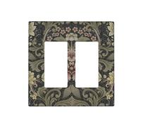 Vintage William Morris Floral Botanical Dark Green 2 Gang Rocker Decora Boho Light Switch Covers Dual Outlet Covers Wall Plate Decorative Switchplate Electrical Faceplate GFCI for Bedroom Decor