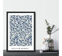 Vintage William Morris Navy Willow Floral Art Print / Black Frame / SIZE: A4 ARTZE Navy A3