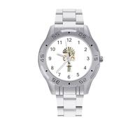 Vintage Windmill with Old Rams Skull Business Watch for Men Metal Band Watches Casual Gift Three-Hand Wrist Watch for Boyfriend Father