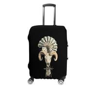 Vintage Windmill with Old Rams Skull Washable Suitcase Cover Protective Luggage Case Covers Elastic Baggage Protector M