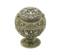 Vintage Windproof Ashtray - Cigarette Butt Container With Lid, For Cigarette Metal Portable Cigar Ashtray Odor Eliminator For Indoor & Outdoor Use Hand Stamped Pattern Fancy Ornament(Green)