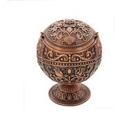 Vintage Windproof Ashtray - Cigarette Butt Container With Lid, For Cigarette Metal Portable Cigar Ashtray Odor Eliminator For Indoor & Outdoor Use Hand Stamped Pattern Fancy Ornament(Brown)