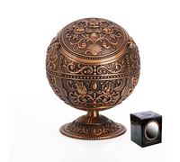 Vintage Windproof Ashtray with Lid - Tabletop Portable Cigarette Ashtray for Outdoor & Indoor Use - Metal Push Down Ash Tray - Hand Stamped Pattern - Gift for Men & Women (Rose Red Copper)