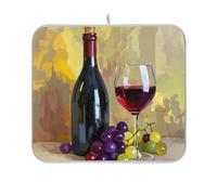 Vintage Wine Grape Oil Painting Dish mat Reusable Rectangle Small Kitchen countertop mat 16x18 Easy Clean Decorative Home Decor Essentials