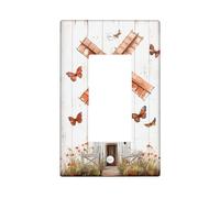 Vintage Winnowing Light Switch Cover Plates/Outlet Covers, Rustic White and Brown with Butterflies for Home Decor, Thermoplastic Wall Plates, Standard Size Single Rocker