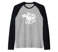 Vintage Winosaur - Funny Drink Wine Dinosaur Raglan Baseball Tee