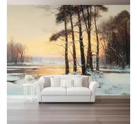Vintage Winter Woods Trees Photo Wallpaper - 300 x 210 cm (W x H) Wall Mural Wallpaper Home Bedroom Decoration, Grey Furniture Sticker Renter Friendly Wall Paper for Living Room
