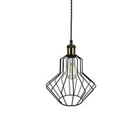 Vintage Wire Lantern Iron Pendant Light Creative 1-Light Metal Material Hanging Light Industrial Black Finish Chandelier Adjustable Height Ceiling Lamp E27 Base Light Fixture Made in China