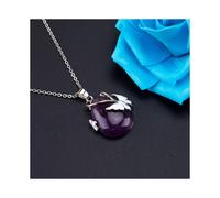 Vintage Wire Wrap Butterfly Gemstone Rose Quartz Amethyst Opalite Healing Crystal Pendant Necklace-B