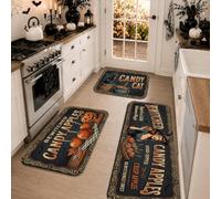 Vintage Witch Candy Fruits Quote Halloween Kitchen Rugs Sets of 3