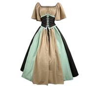 Vintage Witch Dress, Gothic Dresses Renaissance Dress with Corset Costume Men Medieval Style 80S Fancy for Women Halloween Party Cosplay Costumes Outfits Retro Elegant (Light Green,L)