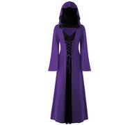 Vintage Witch Dress, Gothic Long Dress with Flare Sleeves - Halloween Vampire Costume, Cosplay Outfit for Women's Party