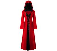 Vintage Witch Dress, Halloween Vampire Costume Women's Gothic Long Dress with Flare Sleeves for Halloween Party Cosplay
