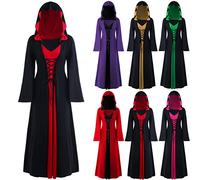 Vintage Witch Dress, Women's Halloween Vampire Costume, Gothic Long Dress with Flare Sleeves for Halloween Party Cosplay