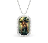 Vintage Witches in The Forest Rectangle Pendant Necklace Silver Women Jewelry Alloy Keychain Tag Jewelry