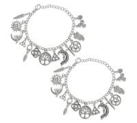 Vintage Witchy Charm Bracelet, Adjustable Gothic Charm Bracelet for Women | With Tree of Life Moon Sun Pentagram Owl Charms, Spiritual Witchy Jewelry for Dating Prom Ceremony