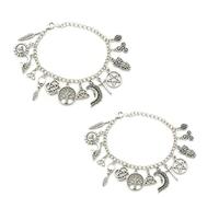 Vintage Witchy Charm Bracelet, Celestial Gothic Boho Jewelry for Women (2pcs)