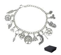 Vintage Witchy Charm Bracelet for Women, Celtic Witch's Knot Bracelet for Women, with Tree of Life Moon Sun Pentagram Owl Charms, Adjustable Gothic Charm Bracelet