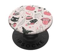 Vintage Witchy Magical Spiritual Crystals For Halloween Pink PopSockets Adhesive PopGrip