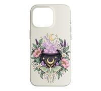 Vintage Witchy Wicca Witch Cauldron Crescent Moon Luna Moth Case for iPhone 16 Pro