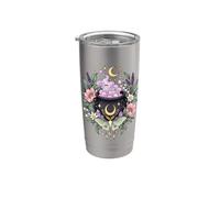 Vintage Witchy Wicca Witch Cauldron Crescent Moon Luna Moth Stainless Steel Insulated Tumbler