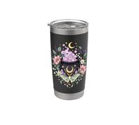Vintage Witchy Wicca Witch Cauldron Crescent Moon Luna Moth Stainless Steel Insulated Tumbler