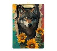 Vintage Wolf Breaking Through The Wall Flower clipboard Nursing Edition Standard Hole for Teacher Portfolio clipboard Size 9 x 12 Gold