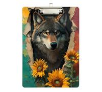 Vintage Wolf Breaking Through The Wall Flower clipboard Nursing Edition Standard Hole for Teacher Portfolio clipboard Size 9 x 12 Silver