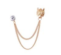 Vintage Wolf Head Chain Brooch Pin,Animal Wolf Rhinestone Long Chain Tassel Suit Lapel Pin Timberwolves Badge Pin Jewelry for Women Men, Alloy Steel, rhinestone