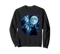 Vintage Wolf Howling At The Moon Wildlife Wolves Lovers Men Sweatshirt