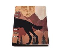 Vintage Wolf Howling Moon Mountains A5 Notebook Refillable 6 Ring Binder Note Book 90 Pages for Travel Journal