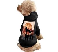 Vintage Wolf Howling Moon Mountains Cute Dog And Cat Clothes Pet Hoodie Sweatshirt Pullover Sweater Coat