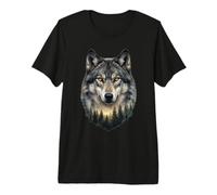 Vintage Wolf Nature Tree Painting Wildlife Art Illustration Premium T-Shirt