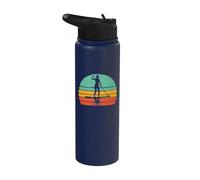 Vintage Woman on SUP Stand Up Paddleboard Retro Stainless Steel Insulated Water Bottle