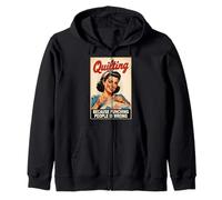 Vintage Woman Quilting Because Punching People Is Wrong Zip Hoodie