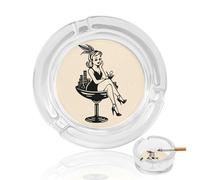 Vintage Woman Sitting in A Large Glass Glass Ashtray for Cigarettes Portable Decorative Ash Trays for Home Office Decor