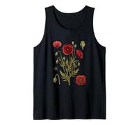 Vintage Women Botany Red Poppy Botanical Poppies Red Poppy Tank Top