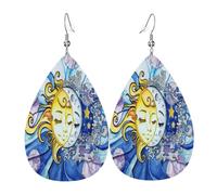 Vintage Women Earring The Triple Moon Goddess Sun Teardrop Leather Earrings Novelty Leather Earrings For Anniversary Party Ladies
