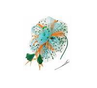 Vintage Women Plume Fascinator Veil Hat Headband Ladies Hair Styling Accessories Headwear for Party Club Green blue orange