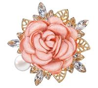 Vintage Women Rose Flower Brooch Pin Handmade Rhinestone Brooch Crystal Pearl Flower Brooches Pins Suit Accessories for Women Men Wedding Party Gentleman's Essentials - Pink