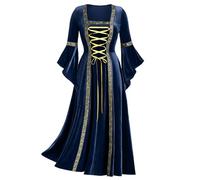 Vintage Women's Trumpet Sleeve Medieval Dress Long Lace Up Sexy Loose Fit Chic Flowy Victorian Court Renaissance Gothic Steampunk Cosplay Halloween Carnival Cocktail Dress